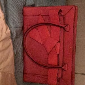 Stylish Red Handbag with Bow Accent